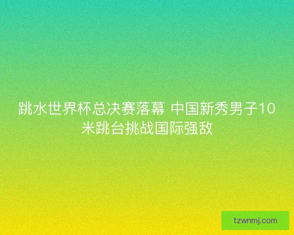 跳水世界杯总决赛落幕 中国新秀男子10米跳台挑战国际强敌