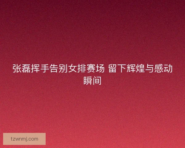 张磊挥手告别女排赛场 留下辉煌与感动瞬间